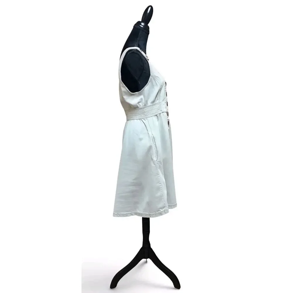 Radcliffe London New Women's Sleeveless Light Blue Denim Button-Up Dress Size 10 - Picture 6 of 8